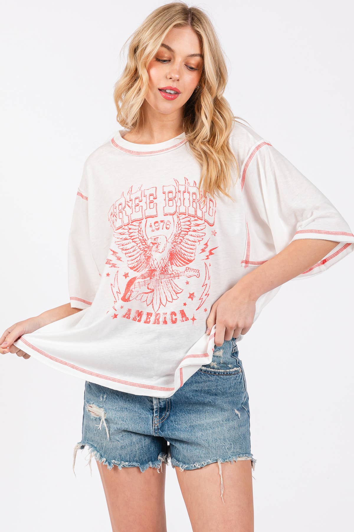 Free Bird Graphic Vintage Knit Top / TLU13419SP
