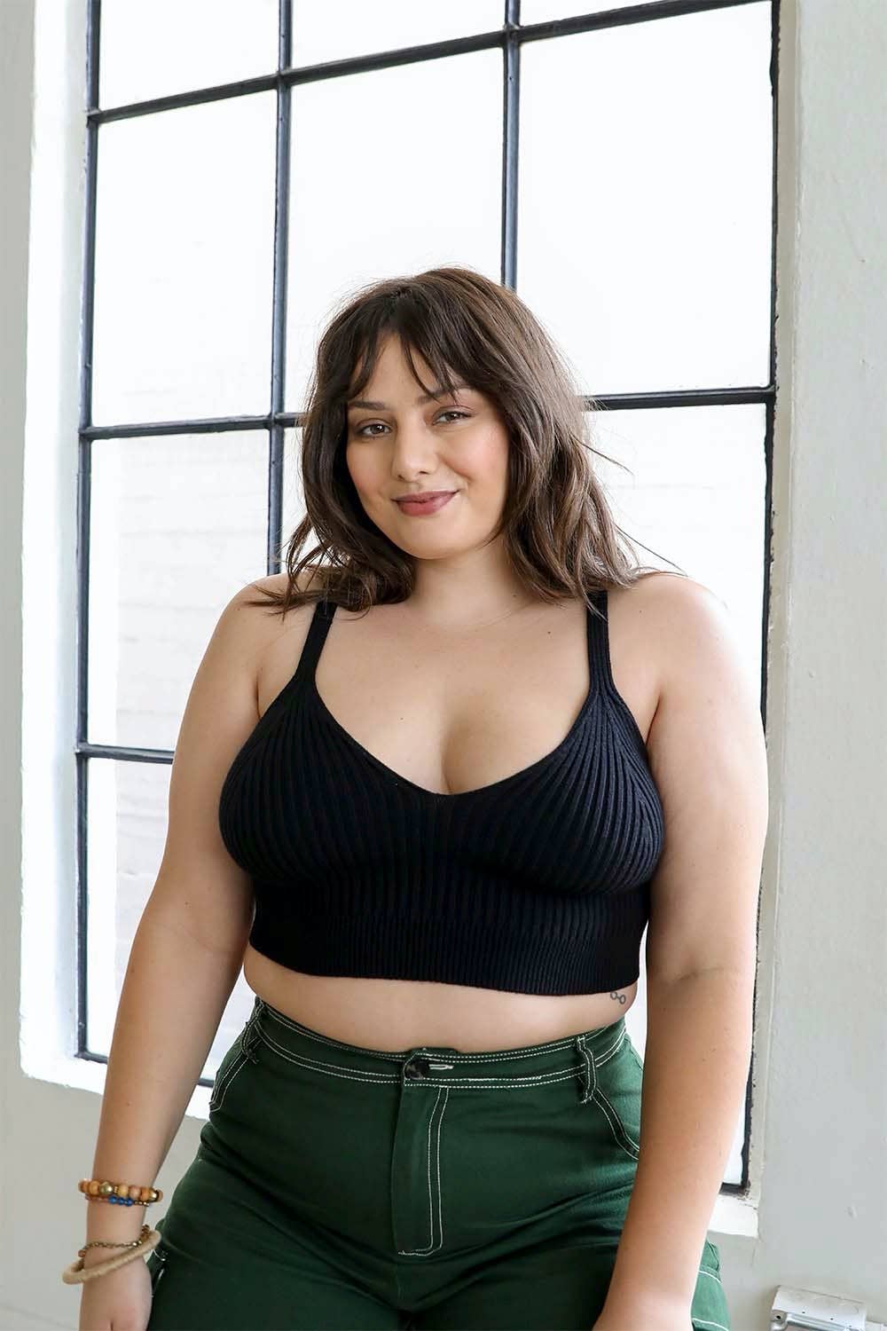 Plus Size Contour Rib Knit Brami Lounge Top