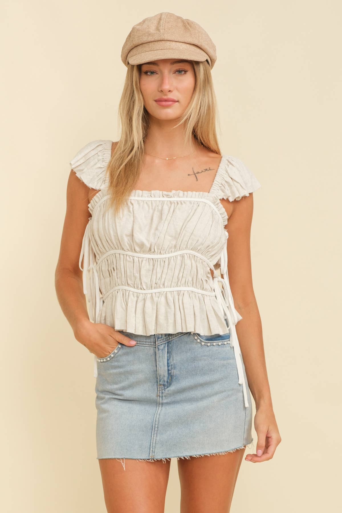 SIDE TIE SQUARE NECK TOP