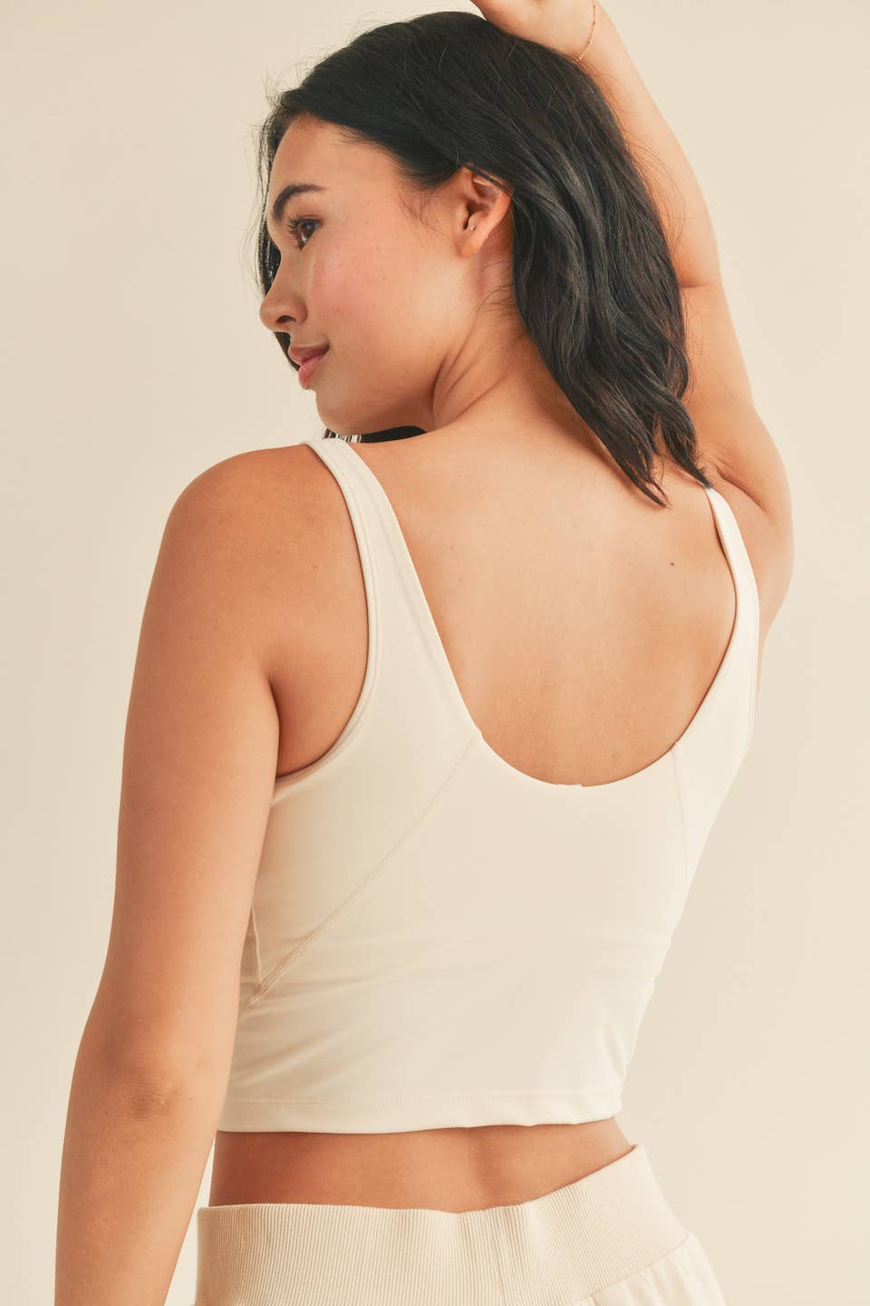 Cream Aligned Performance Cropped Tank Top