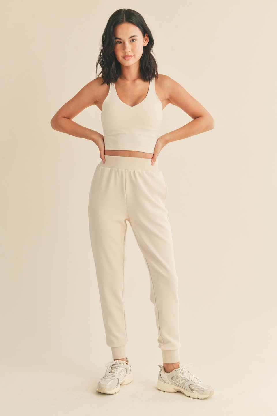 Cream Aligned Performance Cropped Tank Top