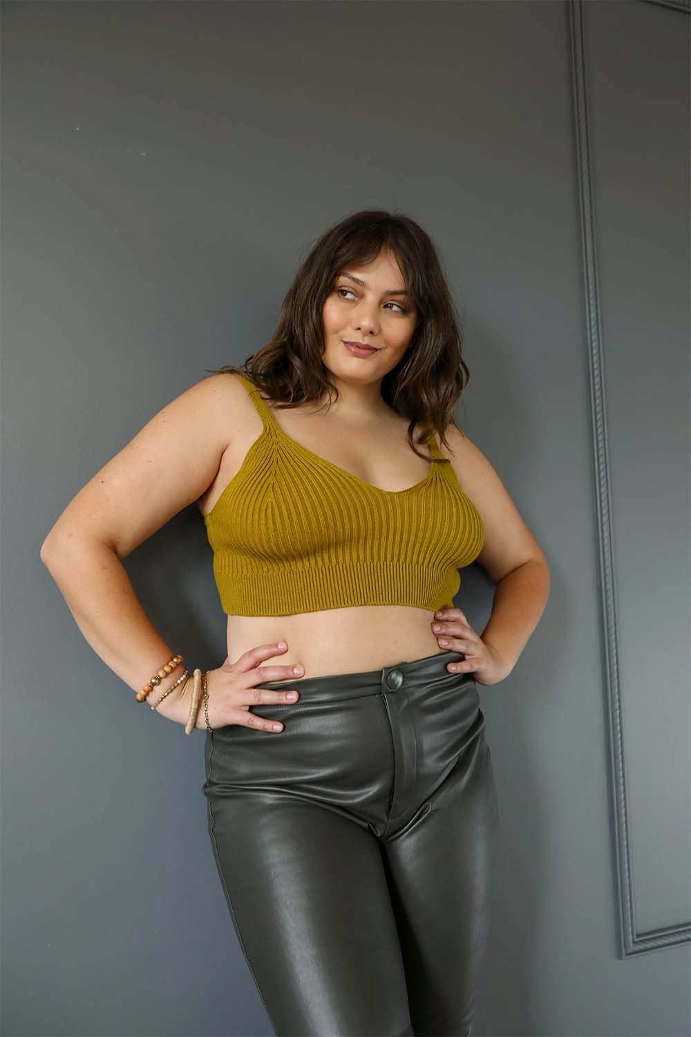 Plus Size Contour Rib Knit Brami Lounge Top