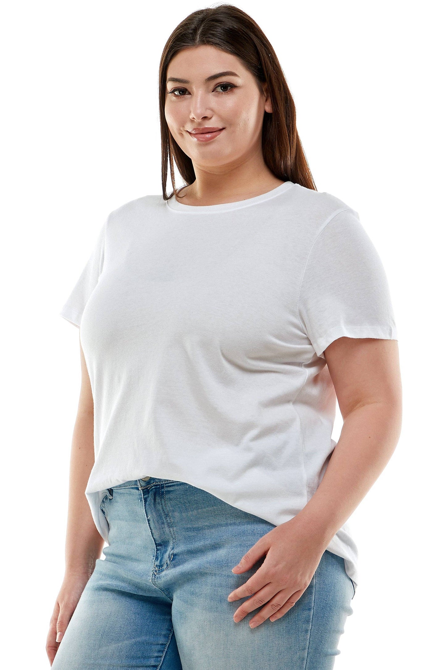 Plus Size Basic Short Sleeve Tee Shirt | White