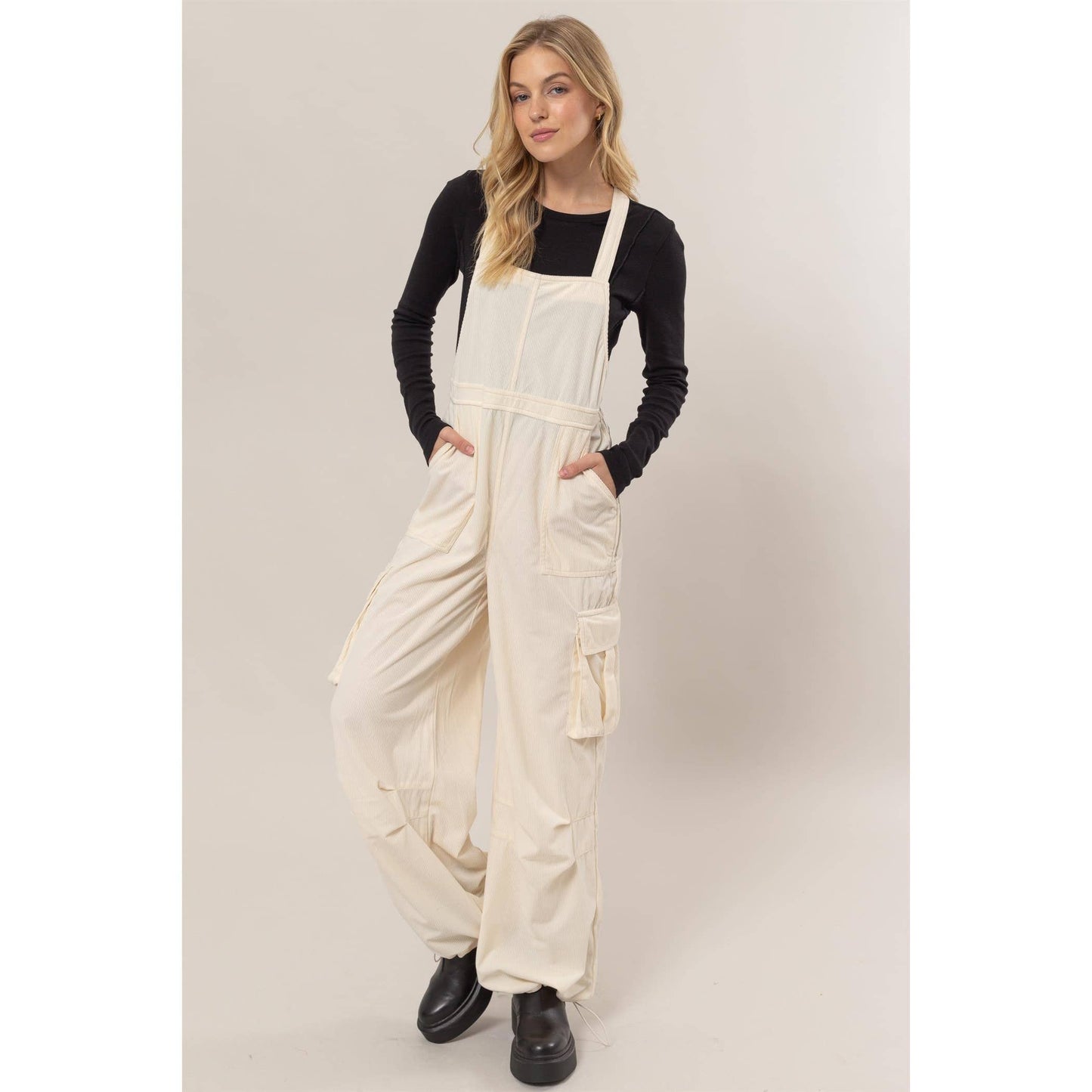 HF24F288-Corduroy Cargo Overalls