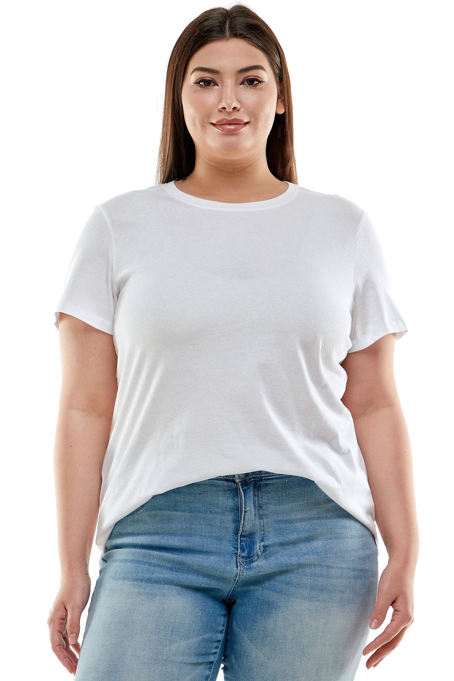 Plus Size Basic Short Sleeve Tee Shirt | White