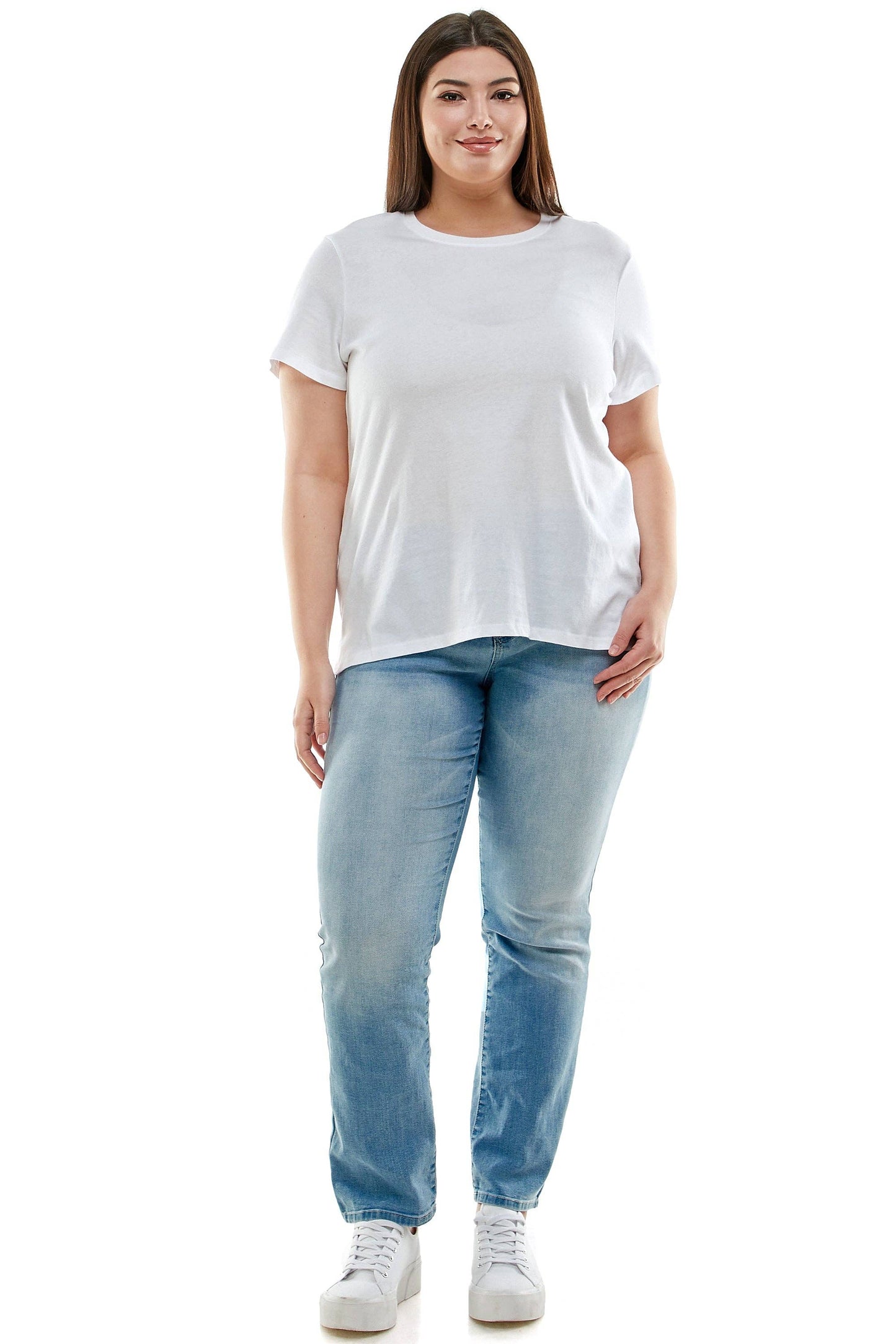 Plus Size Basic Short Sleeve Tee Shirt | White