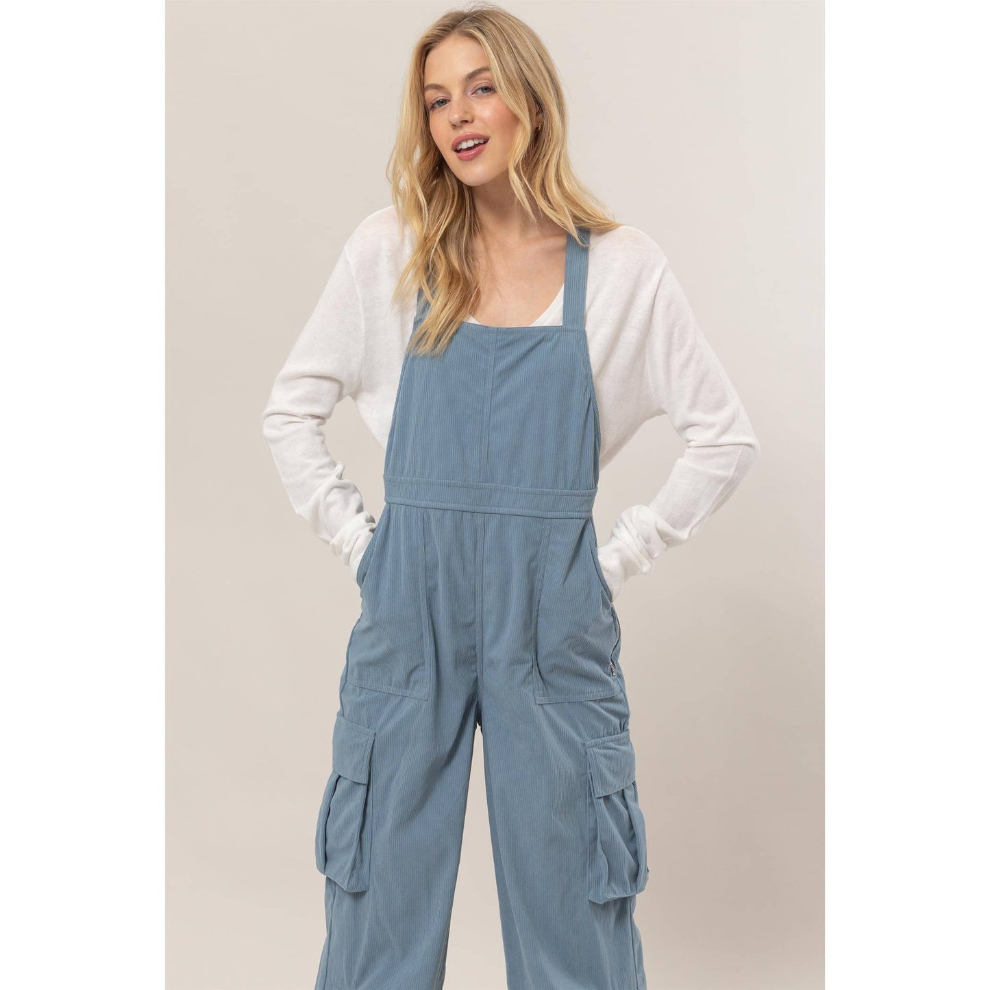 HF24F288-Corduroy Cargo Overalls