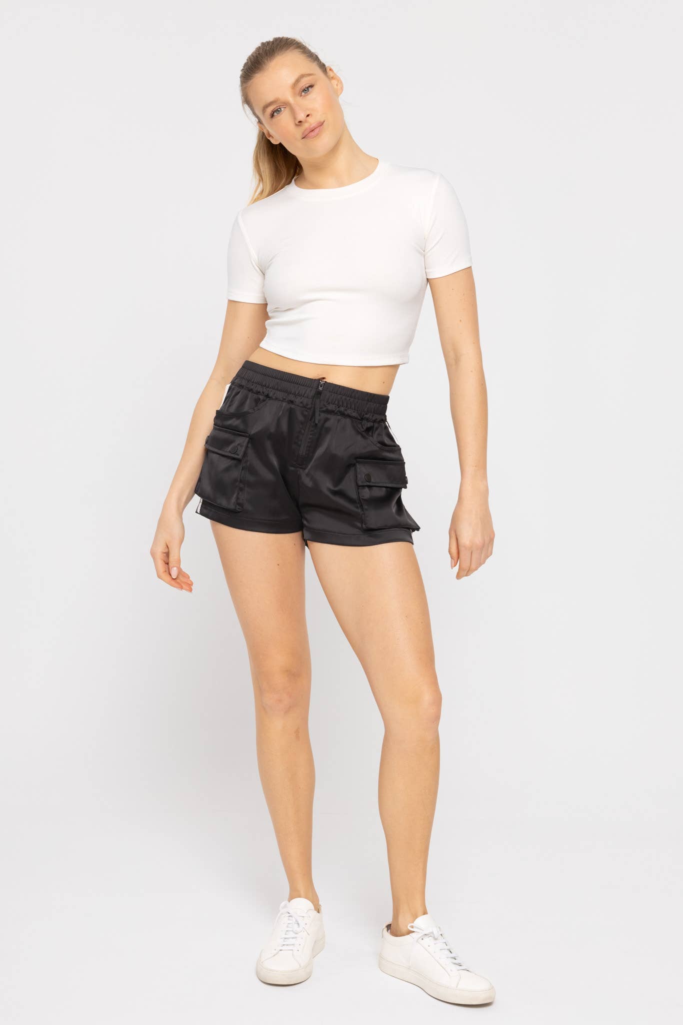 Essential Micro-Ribbed Cropped Athleisure Tee