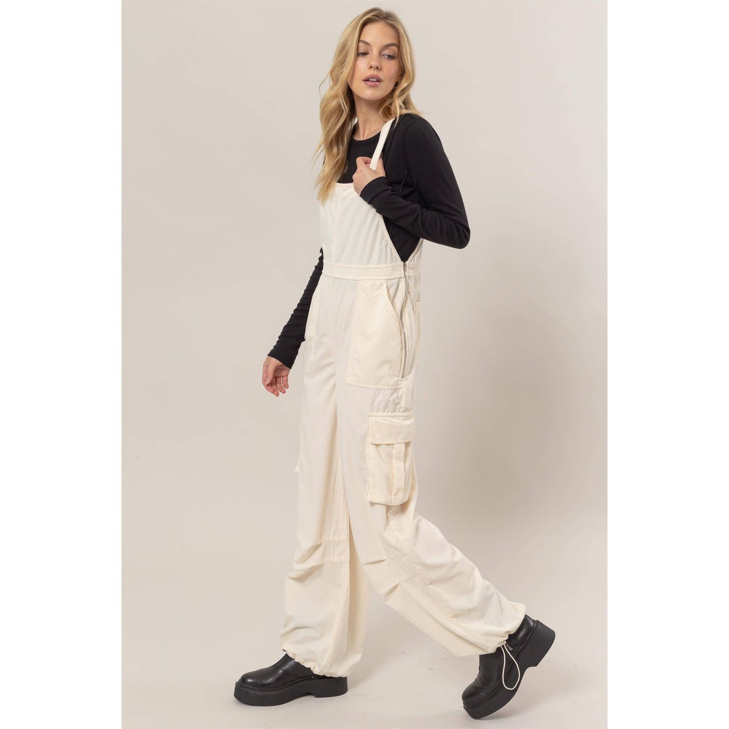 HF24F288-Corduroy Cargo Overalls