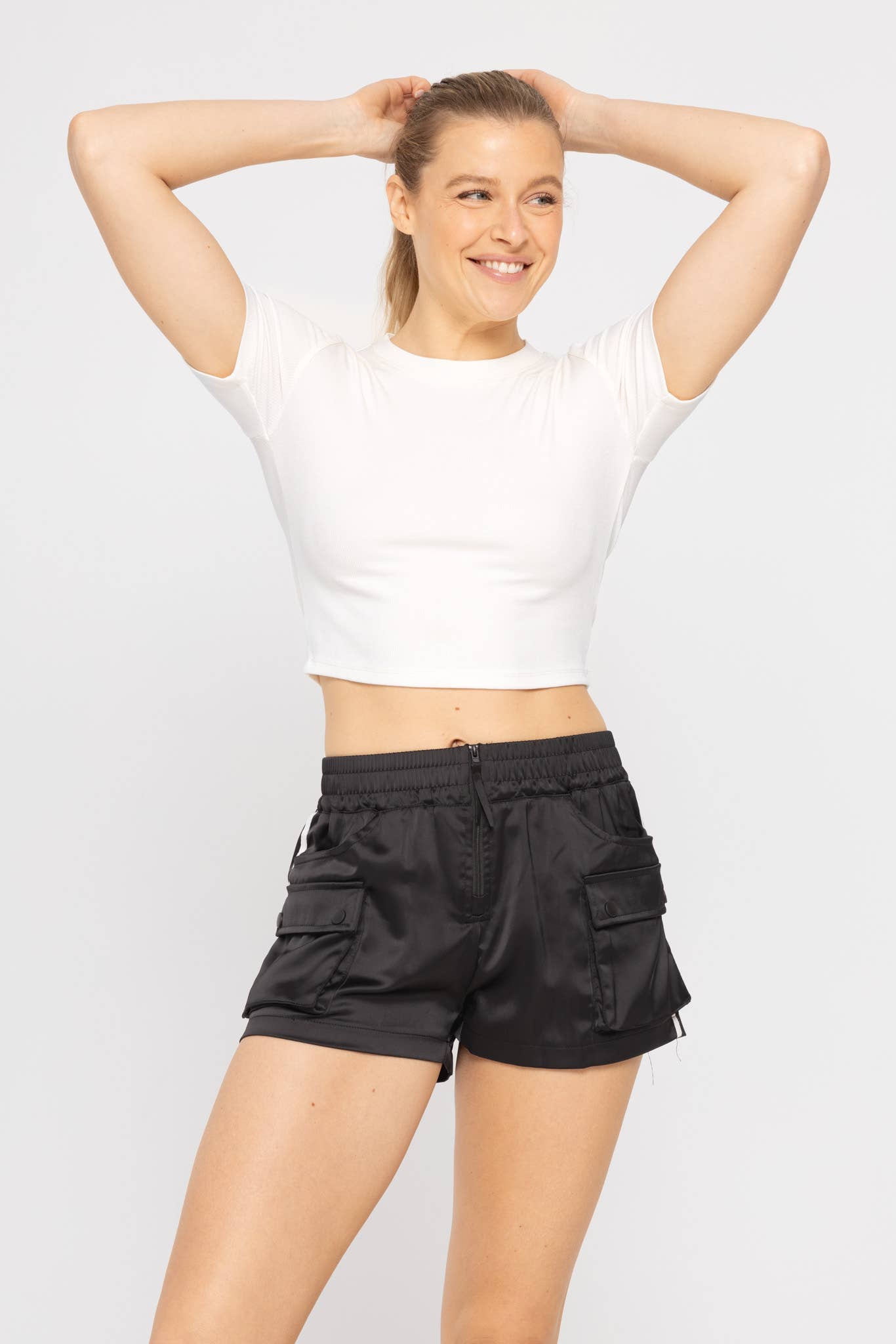 Essential Micro-Ribbed Cropped Athleisure Tee